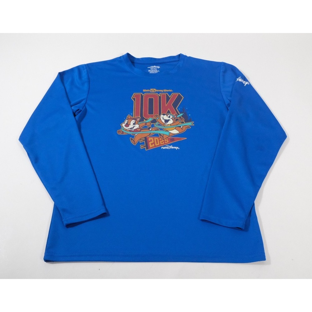 runDisney Walt Disney World 10K 2025 Long Sleeve Shirt‎ Blue Chip N Dale Small